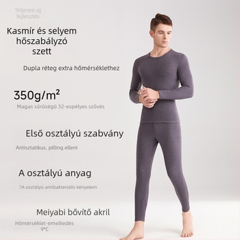 Uniszex termosz szett velúr béléses Derong akril anyagból, kétszeres réteg, extrán vastag 401–500 g/m², kerek nyakú, hosszú ujjú