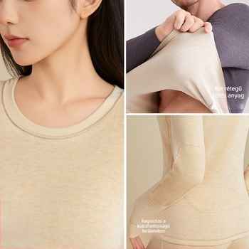 Uniszex termosz szett velúr béléses Derong akril anyagból, kétszeres réteg, extrán vastag 401–500 g/m², kerek nyakú, hosszú ujjú