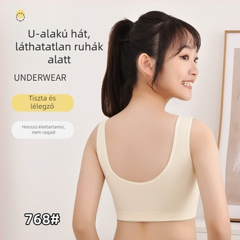 Lányoknak készült alsónemű, vest-stílusú, melltartó nélkül, lélegző Lycra-Spandex, pamut bélés, 6–12 év, 1. szakasz