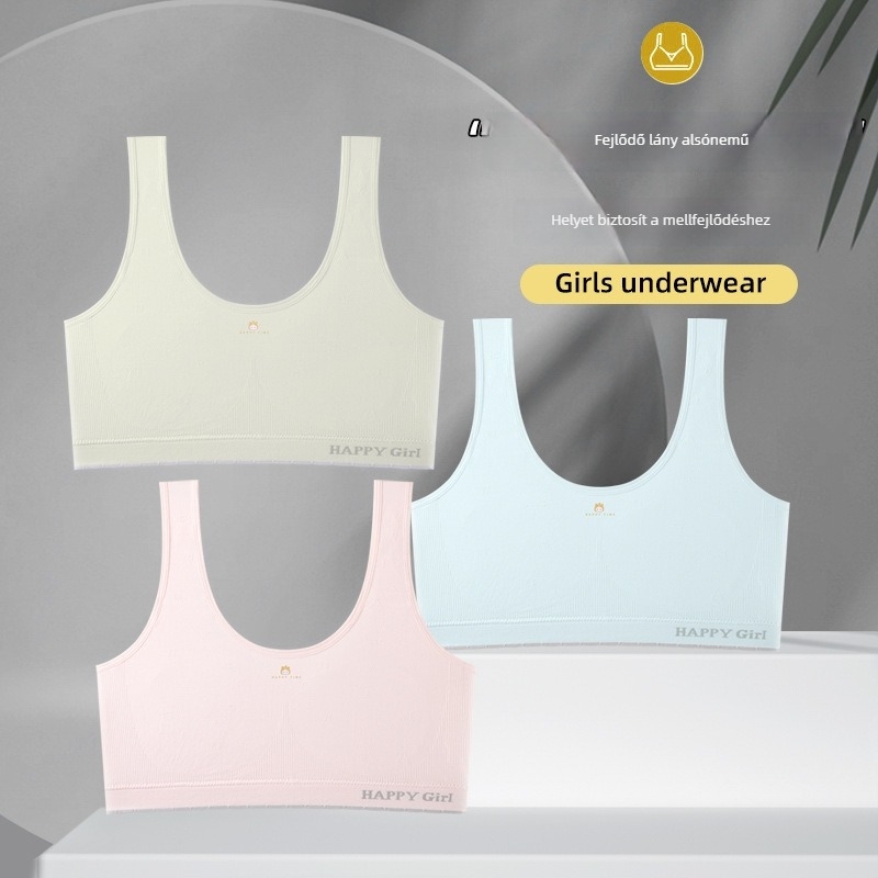 Lányoknak készült alsónemű, vest-stílusú, melltartó nélkül, lélegző Lycra-Spandex, pamut bélés, 6–12 év, 1. szakasz