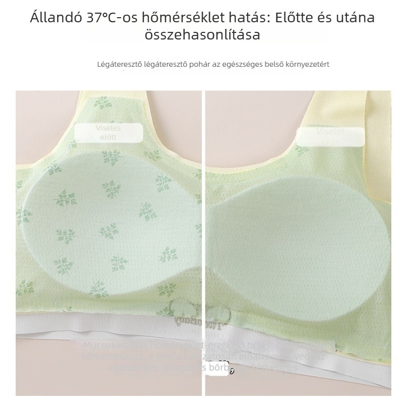 Lánynak készült varrás nélküli melltartó a fejlődési szakasz 2-ben (12–15 év) – Pamut, Teljes kosár, Ultra vékony formázó kosár, Fixált dupla vállpántok, Légáteresztő és kényelmes