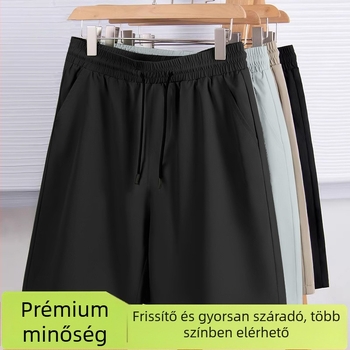 Ice Silk rövidnadrág fiataloknak — mikro-elasztikus, 100% poliészter, egyenes szabás
