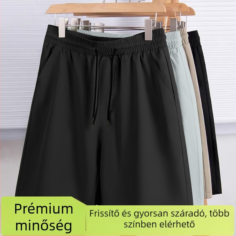 Ice Silk rövidnadrág fiataloknak — mikro-elasztikus, 100% poliészter, egyenes szabás