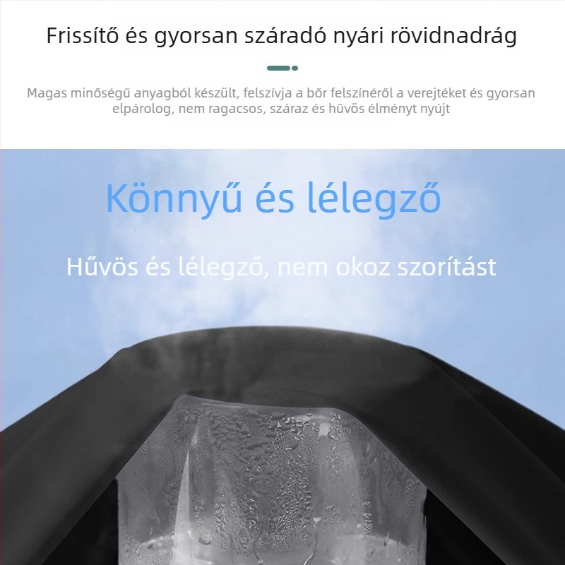 Ice Silk rövidnadrág fiataloknak — mikro-elasztikus, 100% poliészter, egyenes szabás