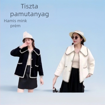 Mink velúr kardigán babakollárral, hosszú ujjú, középhosszú fazon, mink velúr és tussah selyem keverék