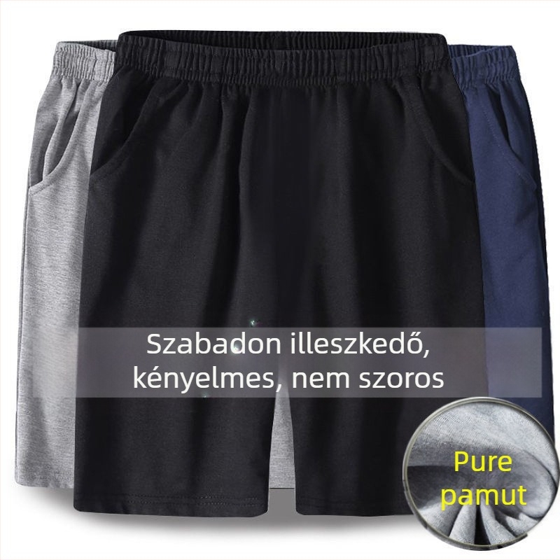 Férfiaknak kötött pamut rövidnadrág, laza szabás, nyári otthoni pizsama, 100% pamut, Aurora Ice Bear