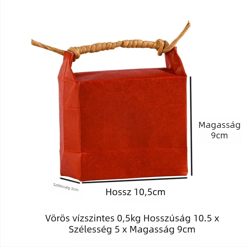 Retro kraft papír ajándékzacskó, die-cut és ragasztott kivitelben; specifikáció: rizs zacskó