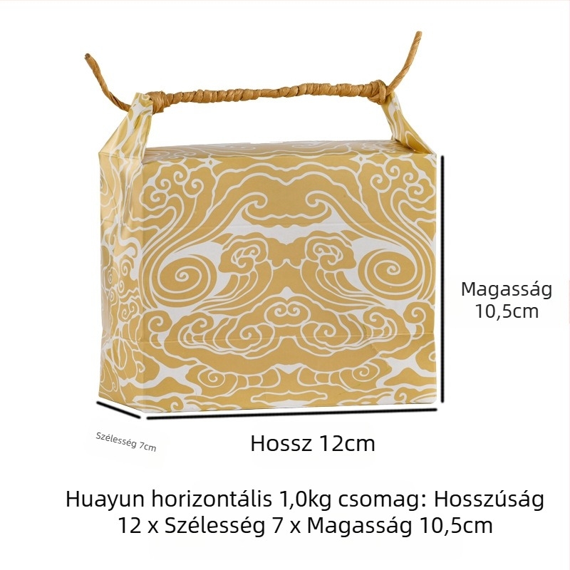 Retro kraft papír ajándékzacskó, die-cut és ragasztott kivitelben; specifikáció: rizs zacskó