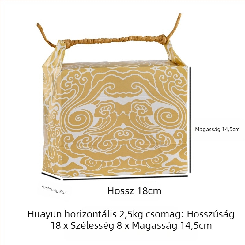 Retro kraft papír ajándékzacskó, die-cut és ragasztott kivitelben; specifikáció: rizs zacskó