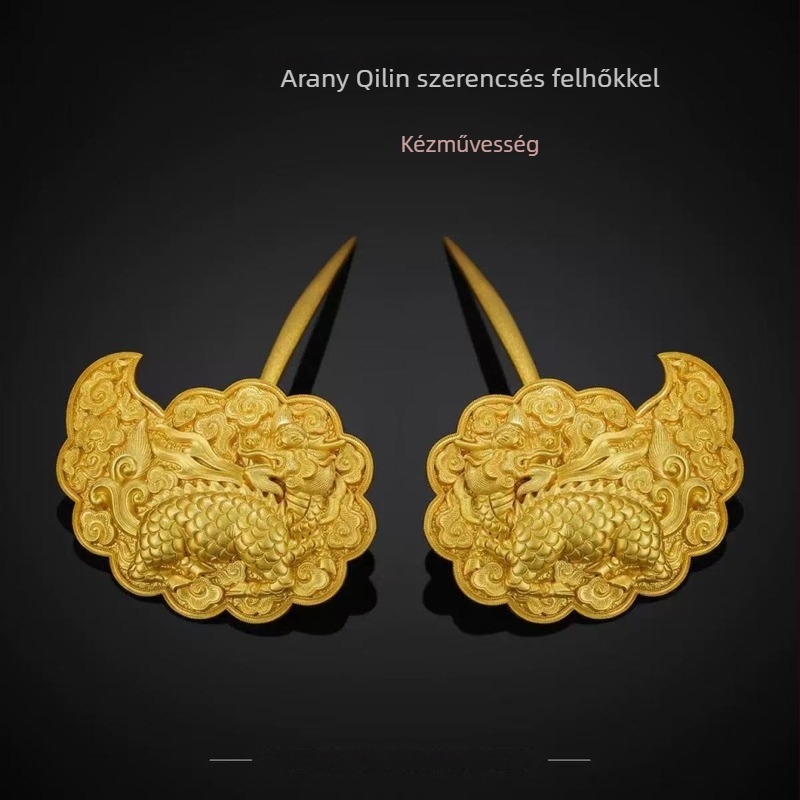 Réz hajcsat, vintage stílusú, geometriai mintával, elektroplatált felülettel, bemutató 2025 tavaszán