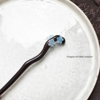 Fából készült hajtű virág-pillangó motívummal, természetes stílusú fejfedő kiegészítő