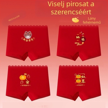 Vörös pamut antibakteriális női boxer alsó gyerekeknek, 8 éves kortól, közepes-nagy méret