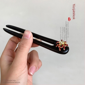 U alakú hajtű szantálfa anyagból, etnikai stílusú hajkiegészítő, modell F8765SHM55598M, 2025 téli kiadás