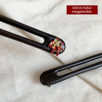 U alakú hajtű szantálfa anyagból, etnikai stílusú hajkiegészítő, modell F8765SHM55598M, 2025 téli kiadás