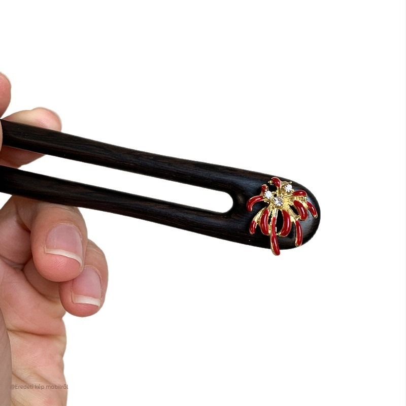 U alakú hajtű szantálfa anyagból, etnikai stílusú hajkiegészítő, modell F8765SHM55598M, 2025 téli kiadás