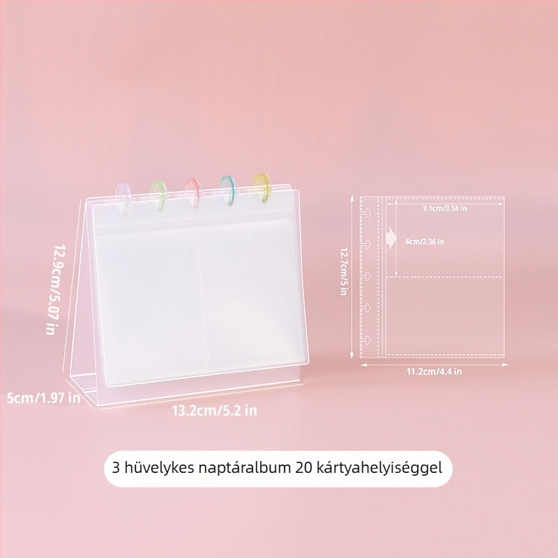 Fényképalbum, átlátszó kártyaalbum asztali kijelzőhöz, PP borító, Loose-leaf kötés, 10 oldal, logó nyomtatás, testreszabás elérhető