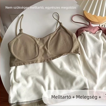 Női fleeceszállal bélelt vastag kamisol – ősz-tél, egyszínű, karcsú fazon, formált hátsó rész