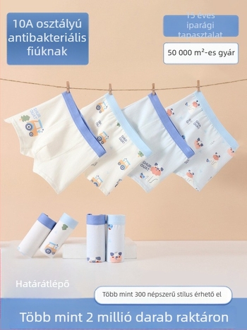 100% pamutból készült fiú boxerek, A osztály, 3–8 éveseknek