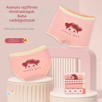 Lányoknak szóló pamut alsónadrág, Kategória A, Középmagas derekú, 3–8 éveseknek