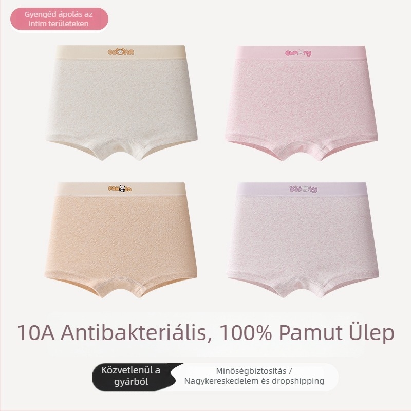 Gyerekeknek készült 100% pamut alsónemű, lányoknak, A kategória, 96% pamut, nagyobb gyerekeknek, pamut betét, kényelmes szabás