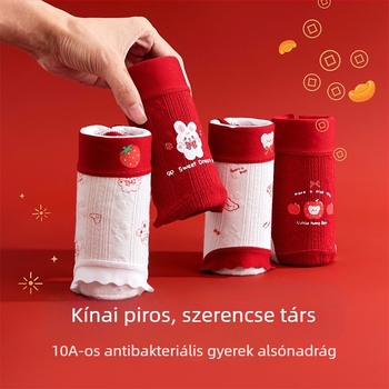 Lányok pamut alsóneműje, A-kategória, 90–95% pamut, 3–8 éveseknek, puha derekú gumiszalag