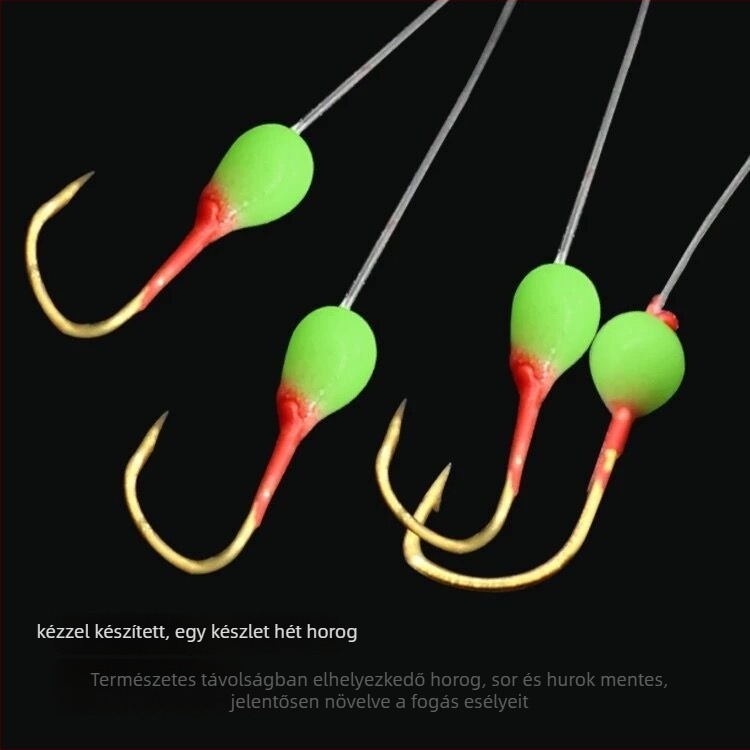 String hook set with barbed hooks — multi-hook rig, Fishing gear