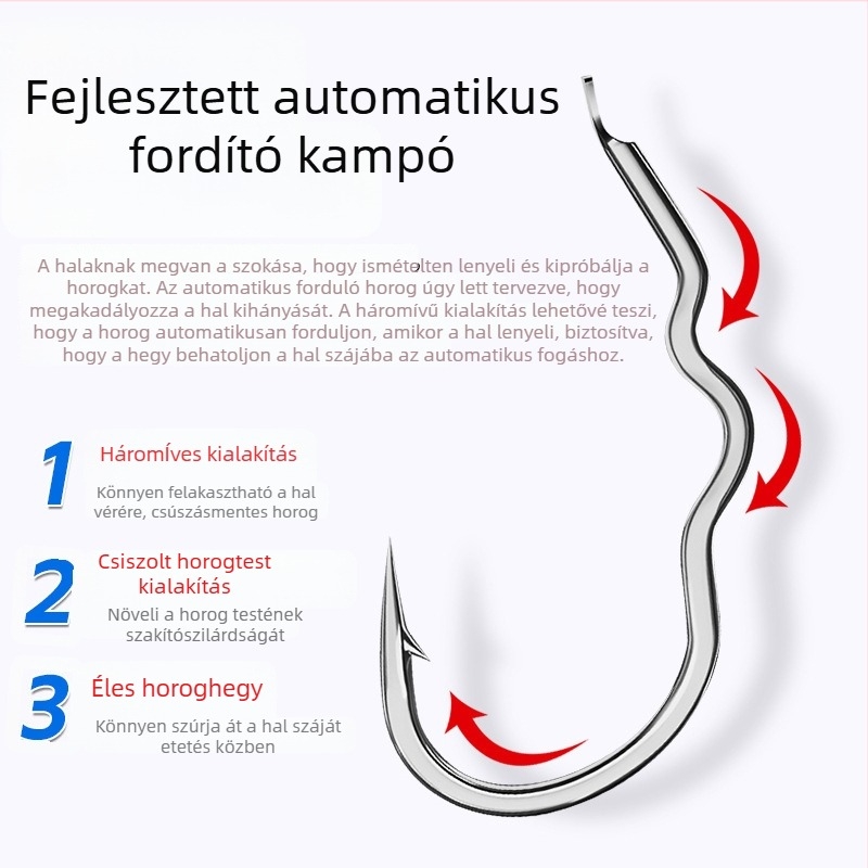 Forgó horgászhorog három görbével és dupla horoggal — vadon élő halakhoz, visszaforduló forgatás kötés nélkül