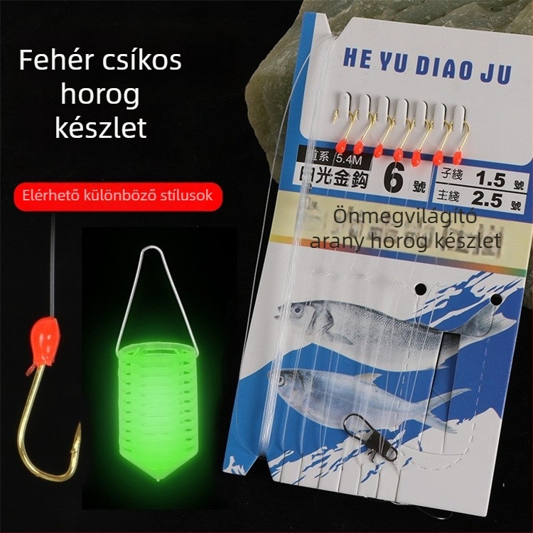 Hetes horoggal ellátott horgász szerelék világító etetőrekeszzel