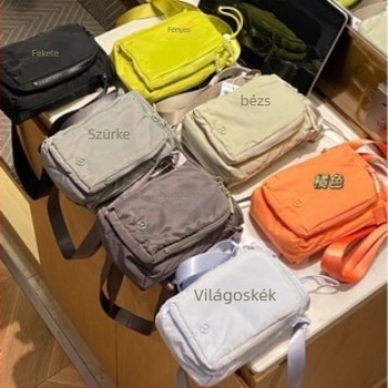 Keresztpántos telefonos táska — nylonból, függőleges négyzetes forma, nyitott felső rész, belső zseb a telefon számára, egysoros vállpánt