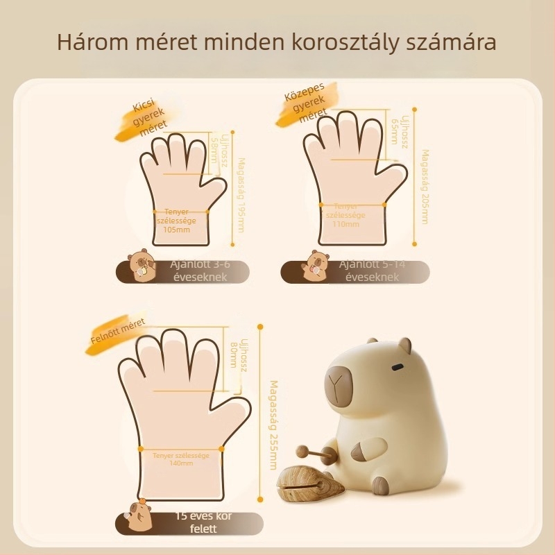 Gyermekeknek szánt egyszer használatos kesztyűk, élelmiszer-minőségű, egyedi csomagolás, vastított PE, átlátszó, csúszásmentes, szabadtéri piknikhez