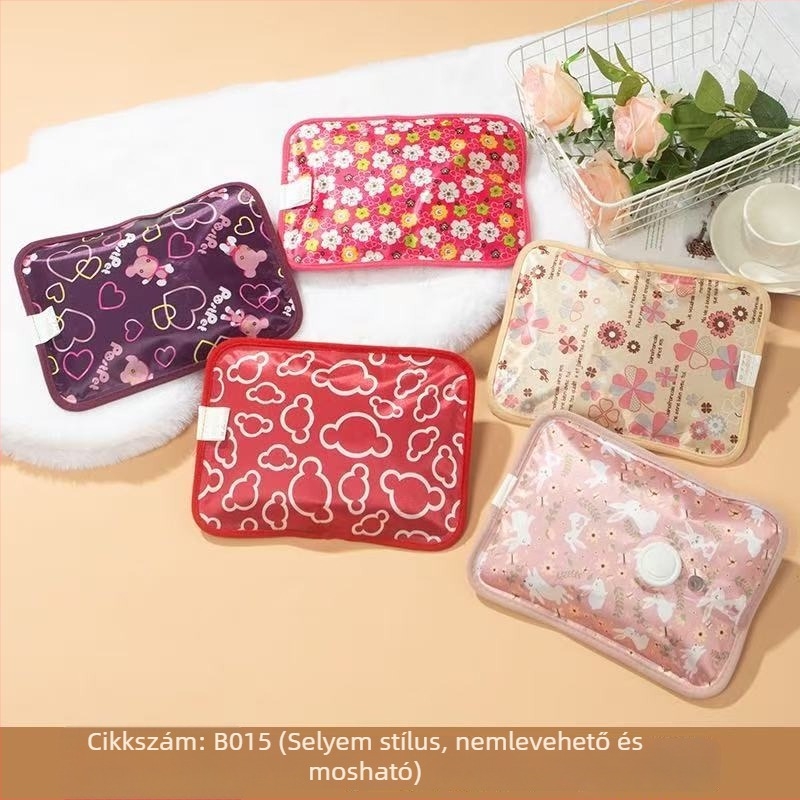 Újratöltő melegviz-palack rajzfilmszerű dizájnnal, robbanásbiztos elektromos melegítővel, plüss kézmelegítő tok cipzárral, levehető és mosható, Corduroy anyagú, modell Double Hands, 220V, 500W, Hőkezelés módja: Töltés, Jiabeibei