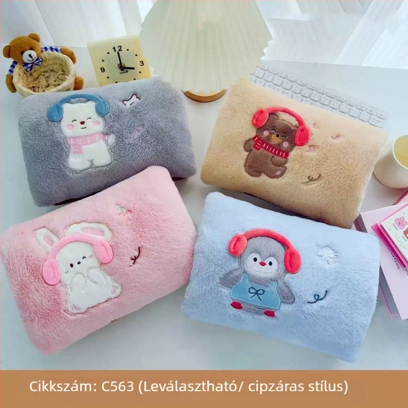 Újratöltő melegviz-palack rajzfilmszerű dizájnnal, robbanásbiztos elektromos melegítővel, plüss kézmelegítő tok cipzárral, levehető és mosható, Corduroy anyagú, modell Double Hands, 220V, 500W, Hőkezelés módja: Töltés, Jiabeibei