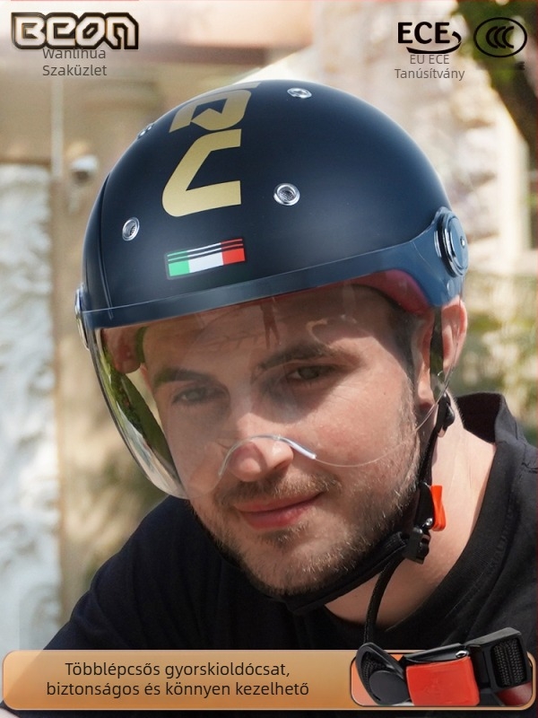 Beon elektromos jármű fél sisak – ABS, 3C tanúsítva, Gb811-2022b, egész éves használatra, elektromos autók és motorkerékpárok számára