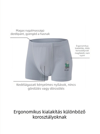 Gyerekek antibakteriális alsóneműk, 7A, pamut-modál keverék, 47,5% pamut, 47,5% Tencel Modal, 5% elasztán, középmagas derekú, 3–8 éveseknek
