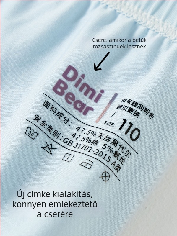 Gyerekek antibakteriális alsóneműk, 7A, pamut-modál keverék, 47,5% pamut, 47,5% Tencel Modal, 5% elasztán, középmagas derekú, 3–8 éveseknek