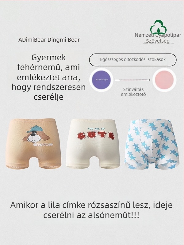 Gyerekek antibakteriális alsóneműk, 7A, pamut-modál keverék, 47,5% pamut, 47,5% Tencel Modal, 5% elasztán, középmagas derekú, 3–8 éveseknek