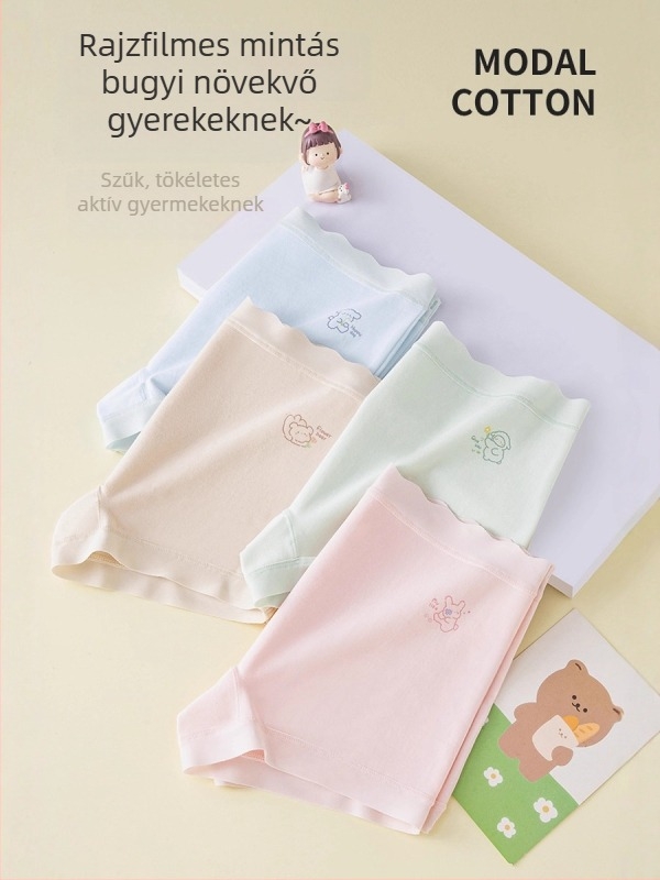 Lányoknak pamut boxeralsó antibakteriális, 90% pamut / 10% elasztán, ágyék rész 100% pamut, 3–8 éveseknek