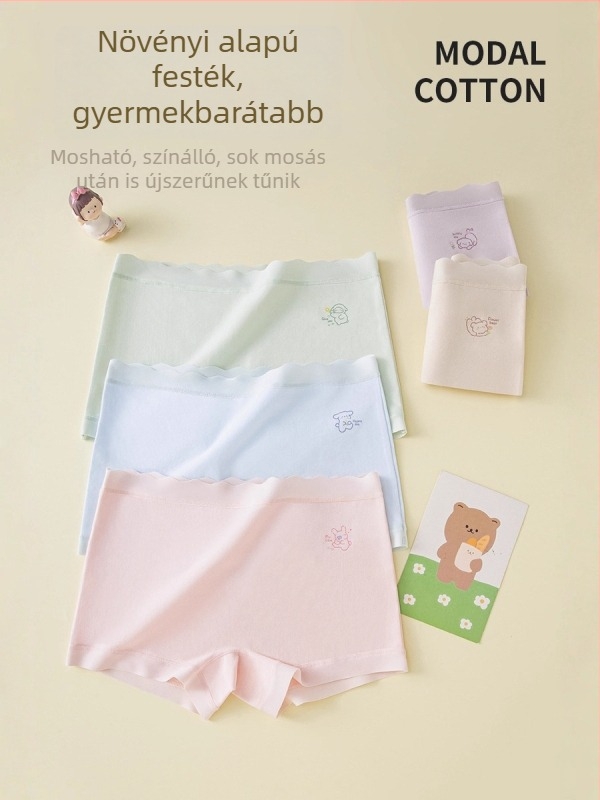 Lányoknak pamut boxeralsó antibakteriális, 90% pamut / 10% elasztán, ágyék rész 100% pamut, 3–8 éveseknek