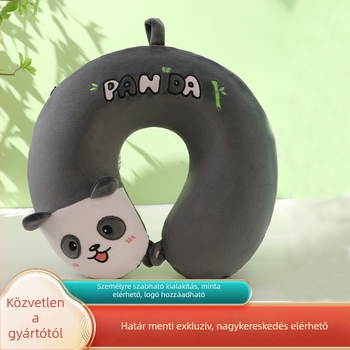 U alakú utazó nyakpárna memóriahab töltettel, Crystal Velvet huzattal, rajzfilmszerű stílus, felnőtteknek, repülőútra