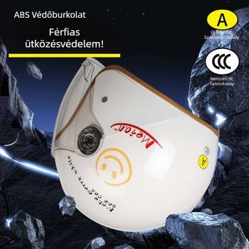 Elektromos motorkerékpár sisak, 3C tanúsított, ABS, téli meleg, mosolygó arc, 3/4 sisak