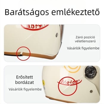 Elektromos motorkerékpár sisak, 3C tanúsított, ABS, téli meleg, mosolygó arc, 3/4 sisak