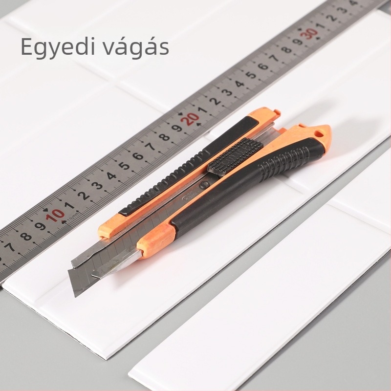 3D fehér téglafal falmatrica, öntapadós PVC panel, vízálló és nedvességálló