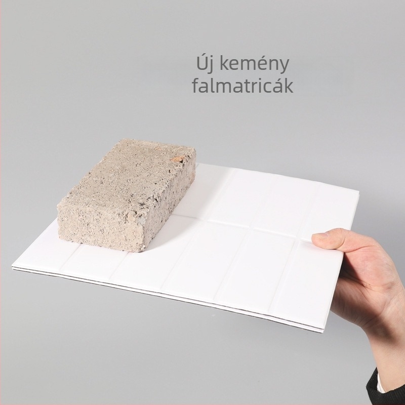 3D fehér téglafal falmatrica, öntapadós PVC panel, vízálló és nedvességálló