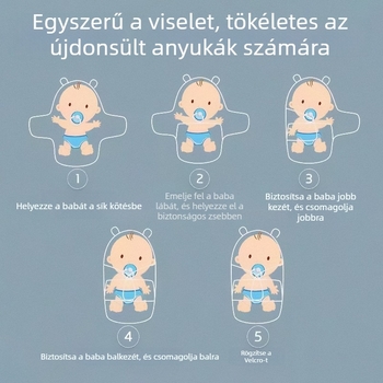 Újszülött ölelő kendő — kétszeres rétegű, 100% pamut, mintával, biztonsági osztály A, nyár, tavasz és ősz számára, 0–12 hónapos korig