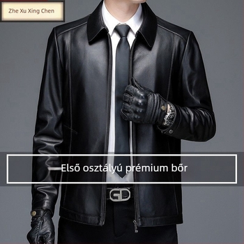 Férfi PU bőrkabát, városi stílus, kapucni, dupla gombos zárás, rever gallér, bő szabású