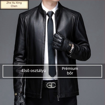 Férfi PU bőrkabát, városi stílus, kapucni, dupla gombos zárás, rever gallér, bő szabású