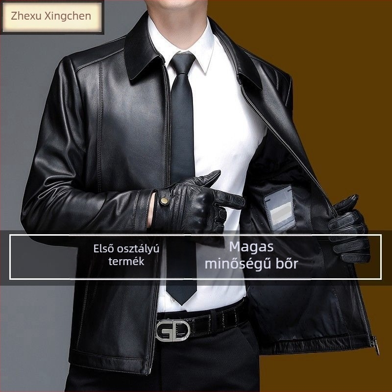 Férfi PU bőrkabát, városi stílus, kapucni, dupla gombos zárás, rever gallér, bő szabású