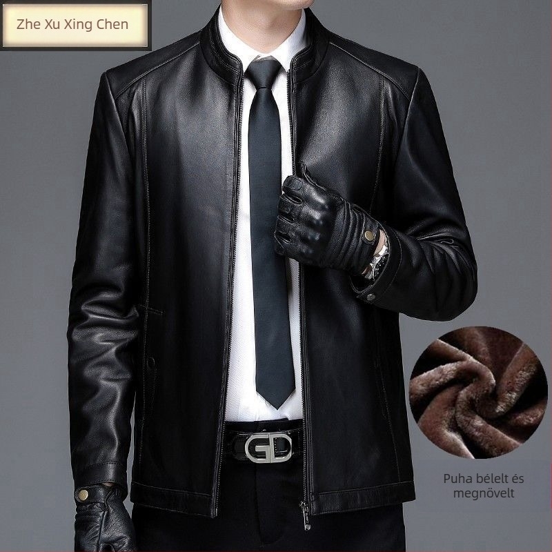 Férfi PU bőrkabát, városi stílus, kapucni, dupla gombos zárás, rever gallér, bő szabású