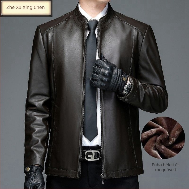 Férfi PU bőrkabát, városi stílus, kapucni, dupla gombos zárás, rever gallér, bő szabású