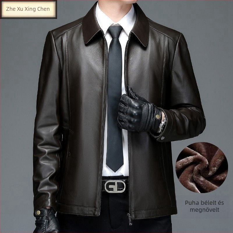 Férfi PU bőrkabát, városi stílus, kapucni, dupla gombos zárás, rever gallér, bő szabású